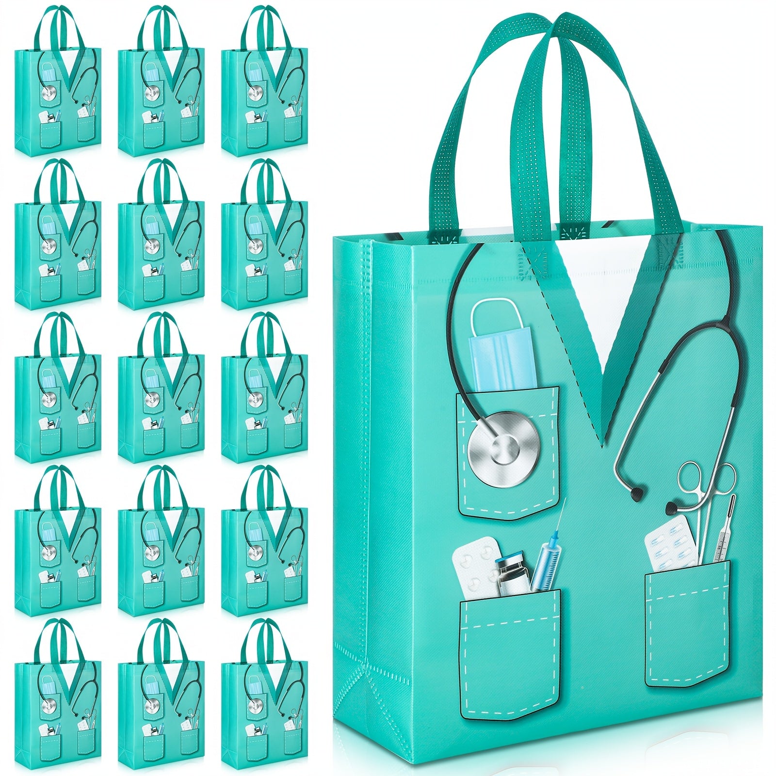 50pcs Nurse Week Gift Bags bulk 13 Non Woven Nurses Graduation Goodie Bags with Handles