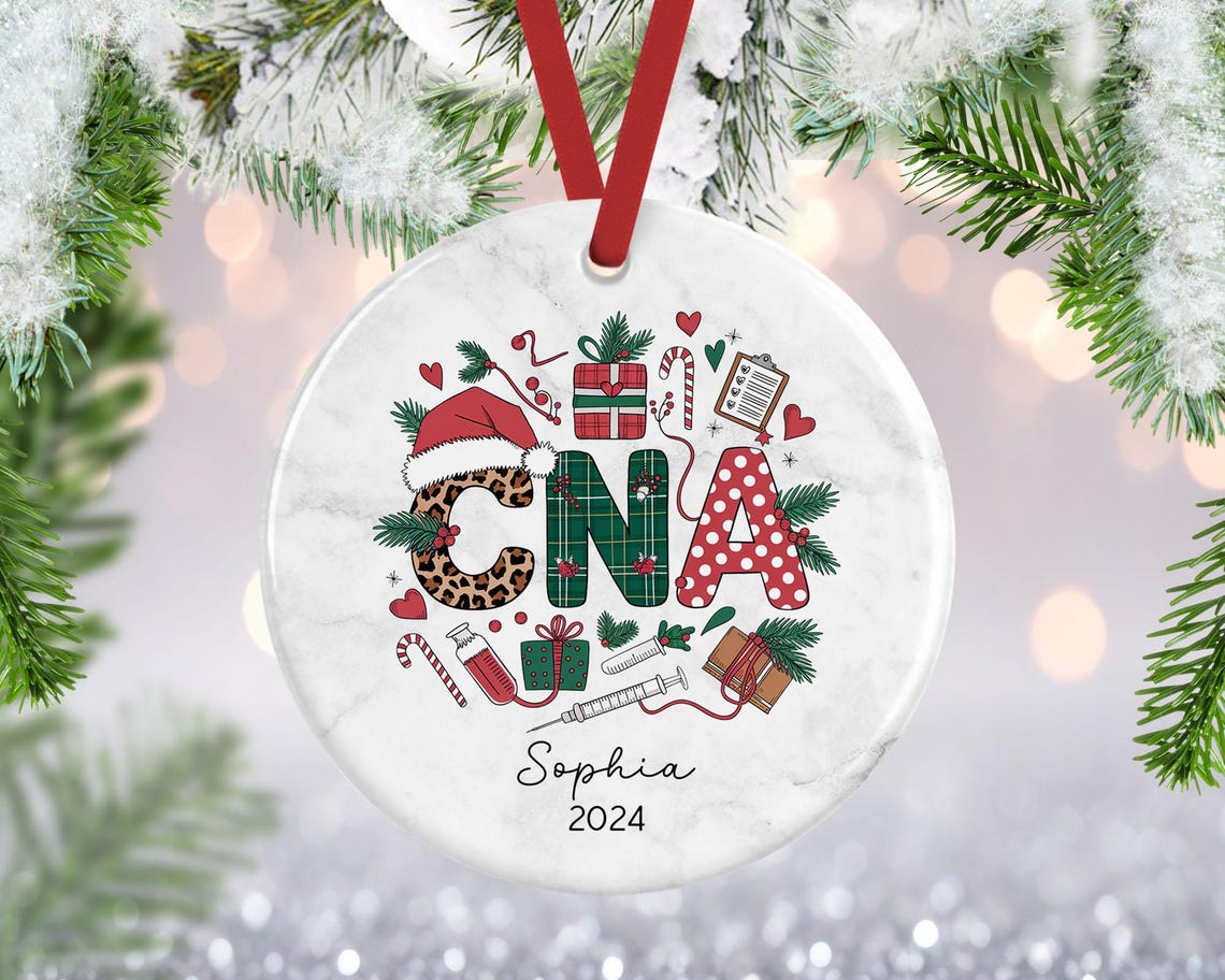 2 sides CNA Christmas Ornament, Nurse Ornament, New Nurse Gift, Nurse Christmas Ornament