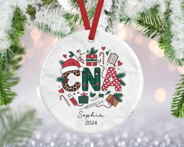 2 sides CNA Christmas Ornament, Nurse Ornament, New Nurse Gift, Nurse Christmas Ornament