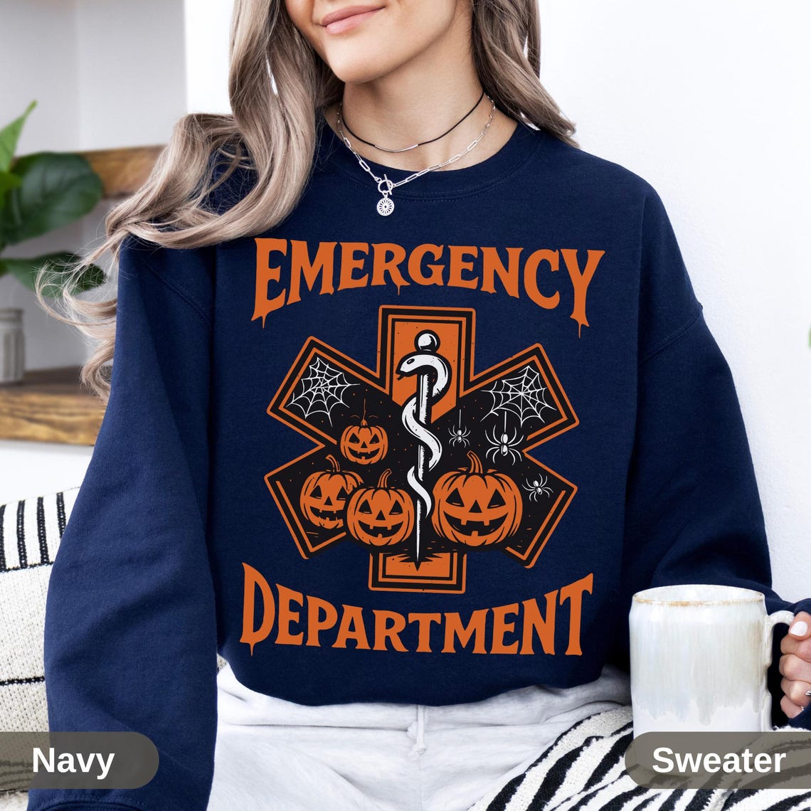 Halloween Emergency Department T-Shirt | Spooky EMT Pumpkin Star of Life Tee