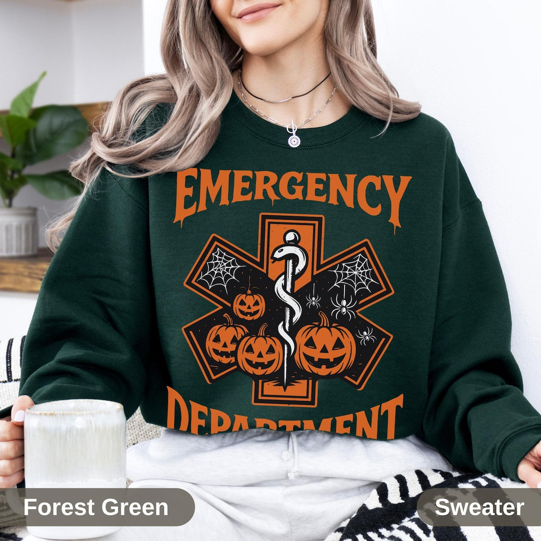 Halloween Emergency Department T-Shirt | Spooky EMT Pumpkin Star of Life Tee