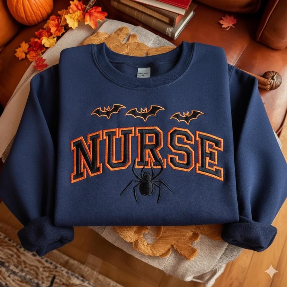 Embroidered Halloween Nurse Sweatshirt