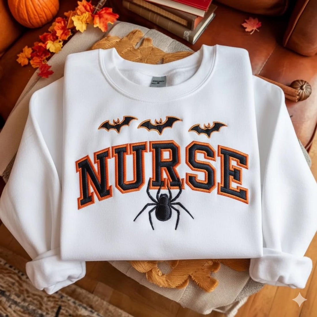 Embroidered Halloween Nurse Sweatshirt