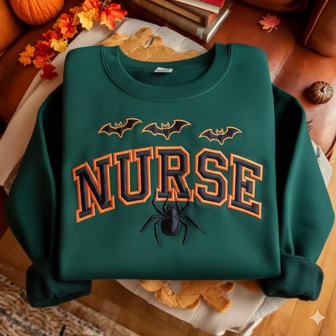 Embroidered Halloween Nurse Sweatshirt