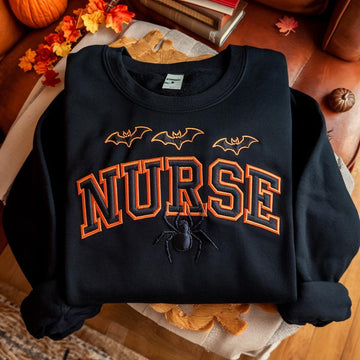 Embroidered Halloween Nurse Sweatshirt