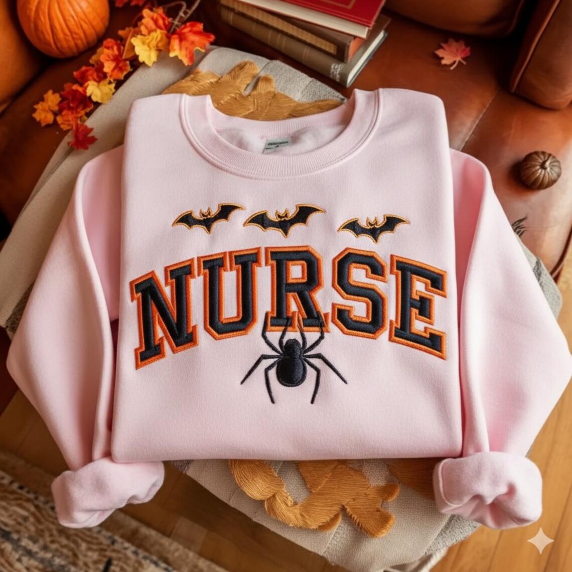 Embroidered Halloween Nurse Sweatshirt