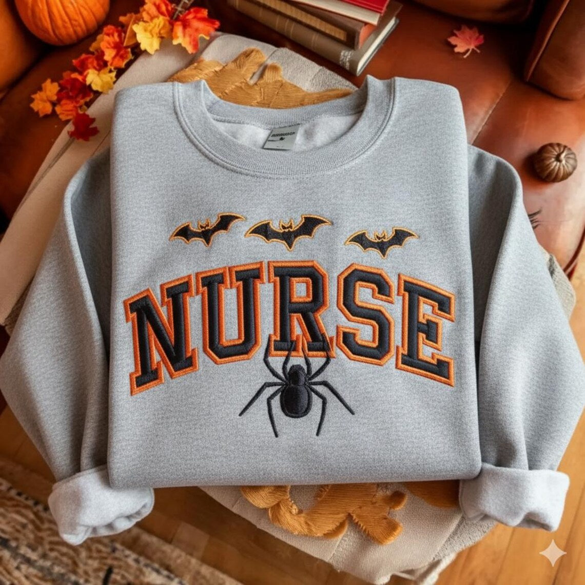 Embroidered Halloween Nurse Sweatshirt