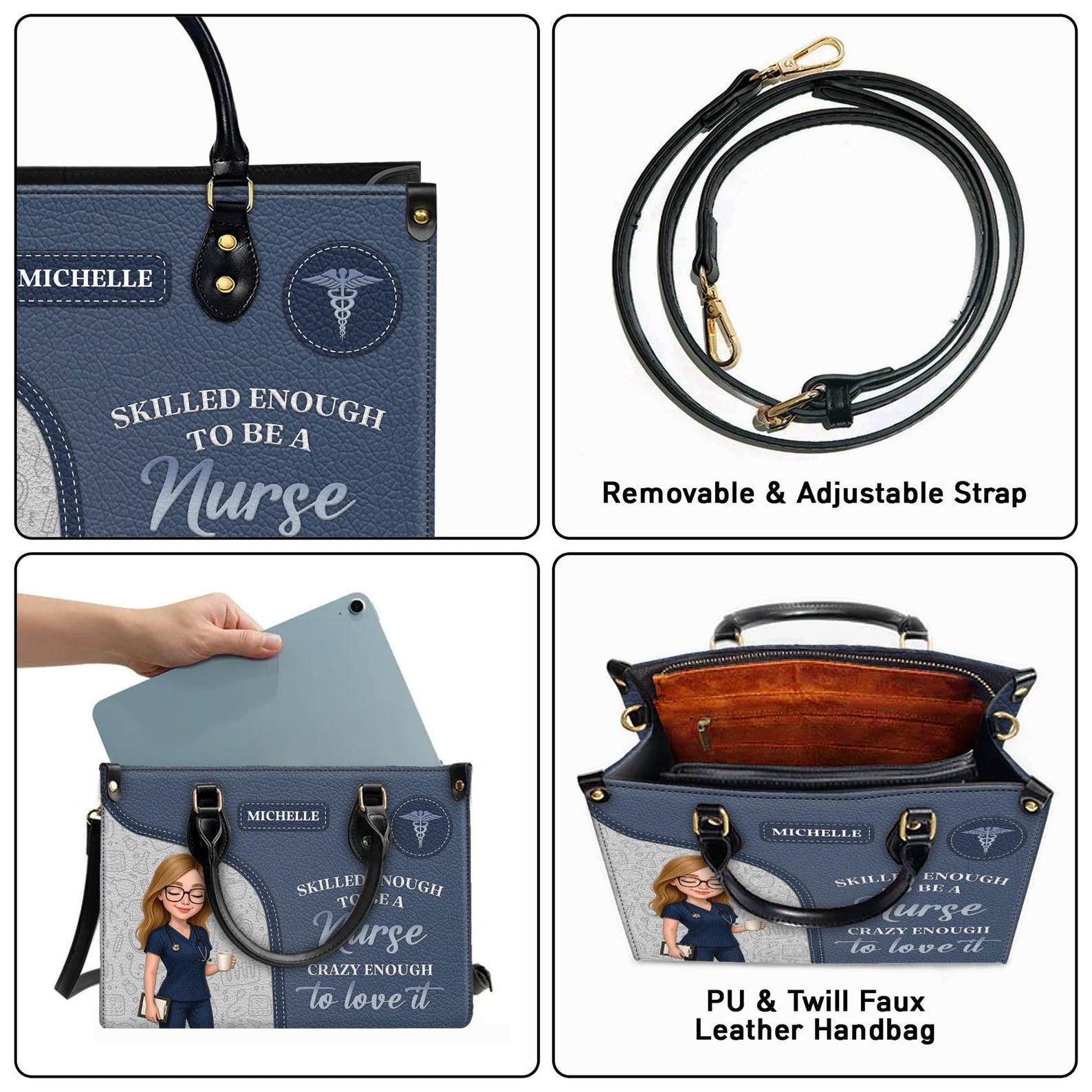 Personalized Name Handbag Nurse Design - Skilled Enough to Be a Nurse Quote - Perfect Christmas Gift for Nurses