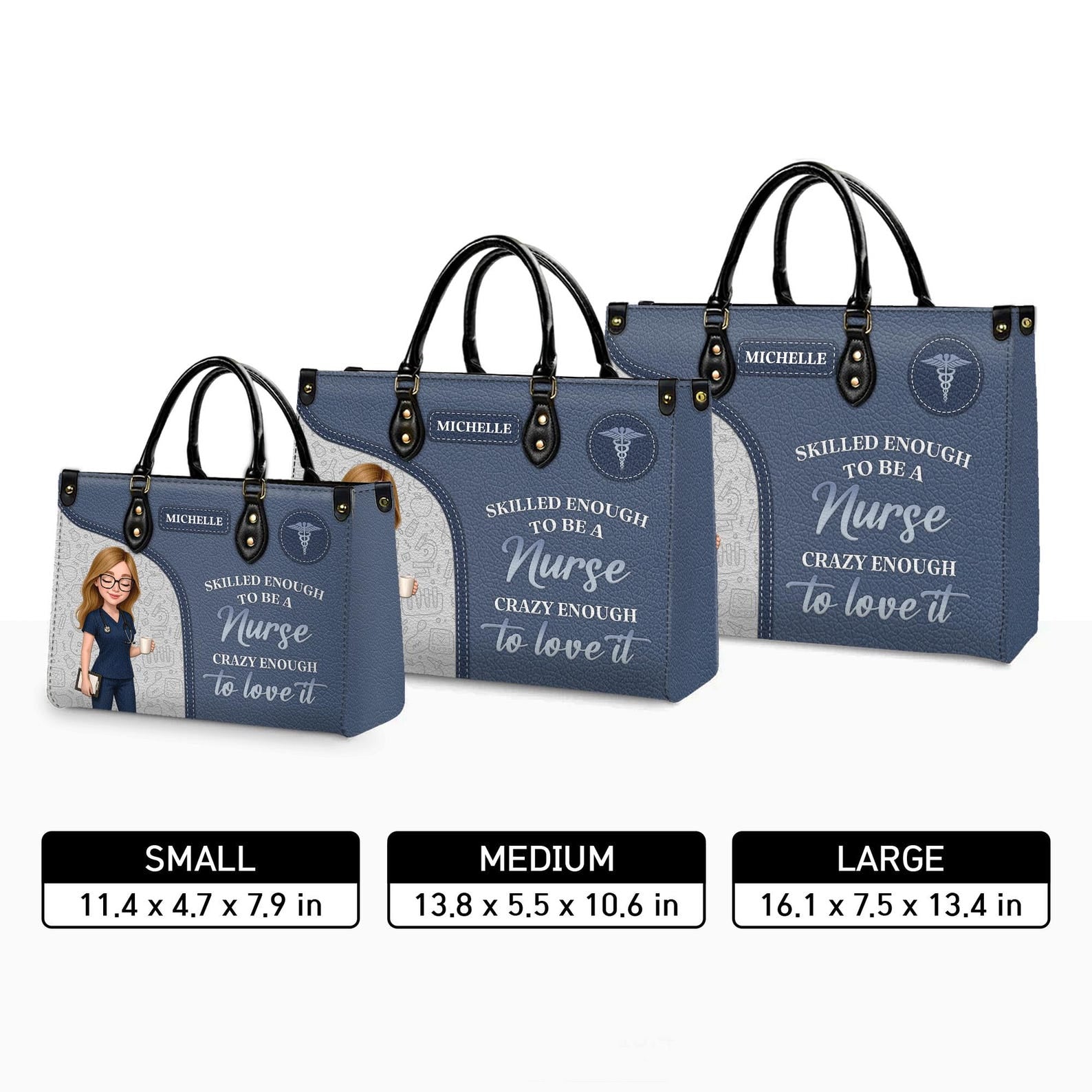 Personalized Name Handbag Nurse Design - Skilled Enough to Be a Nurse Quote - Perfect Christmas Gift for Nurses