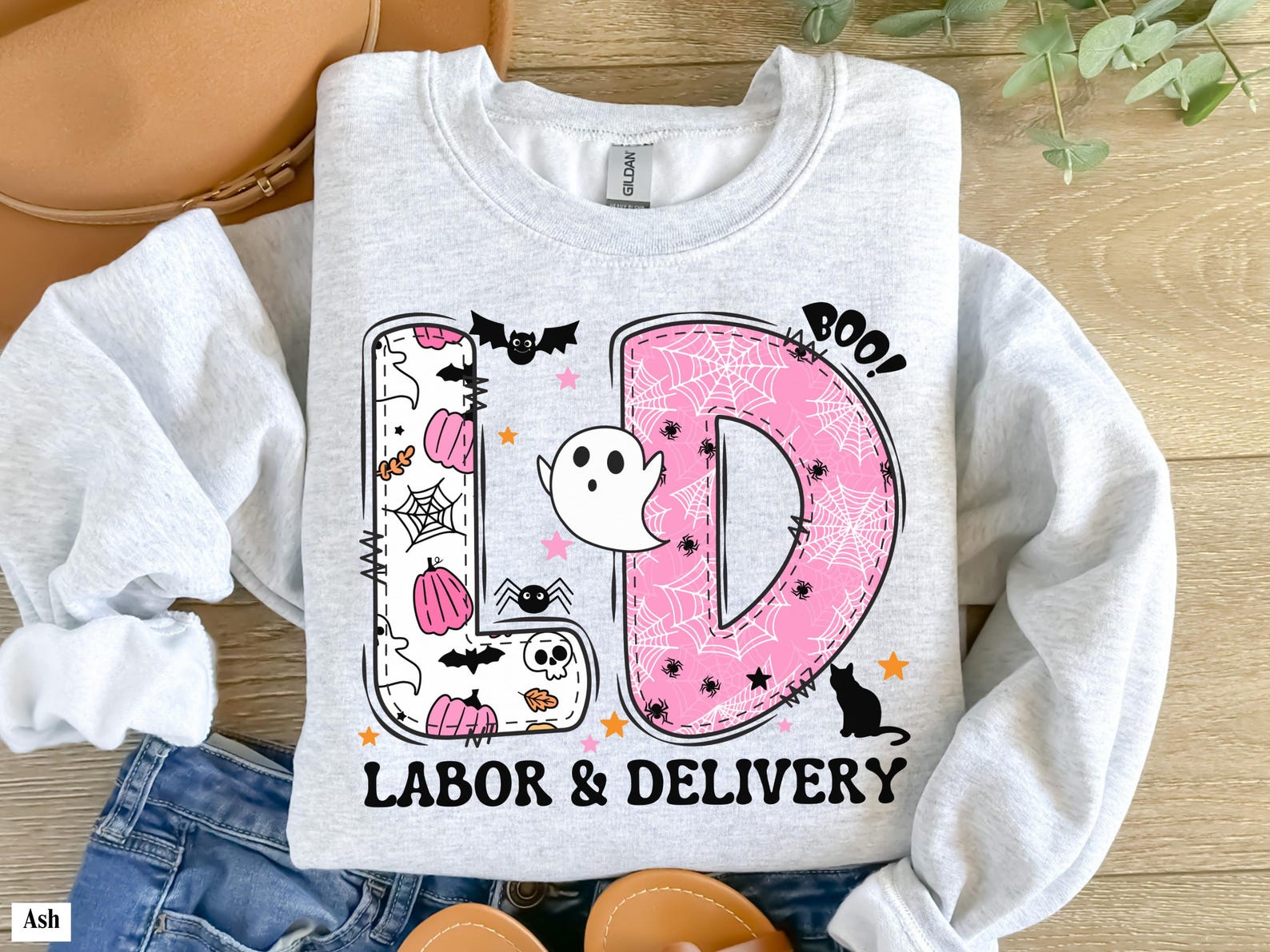 Pink Halloween L&D Sweatshirt | Spooky Labor & Delivery Nurse Crewneck