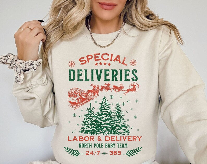 Labor and Delivery Nurse Christmas Sweatshirt, Special Deliveries Sweater