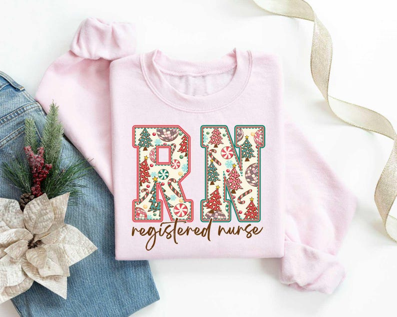 Christmas Registered Nurse Sweatshirt, Nurse Shirt For Christmas, Christmas Crew Nurse Shirt