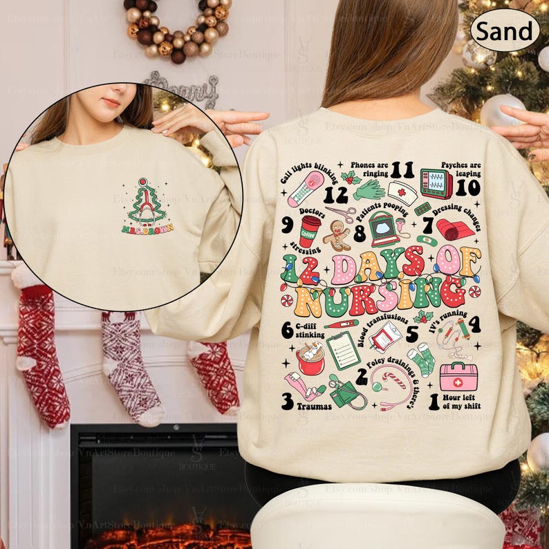12 Days of Nursing 2 Sides Christmas Sweatshirt For Nurses