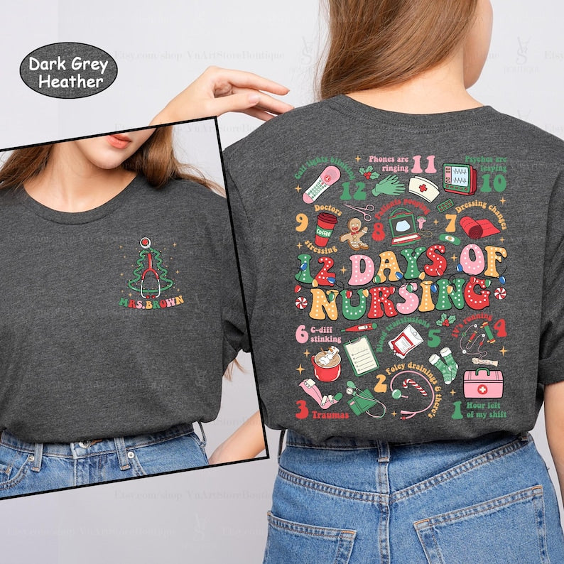 12 Days of Nursing 2 Sides Christmas Sweatshirt For Nurses