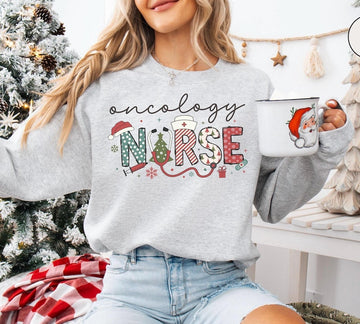 Oncology Nurse Christmas Sweatshirt, Pediatric Cancer Nurse Sweater, Cute ONC Xmas Crewneck