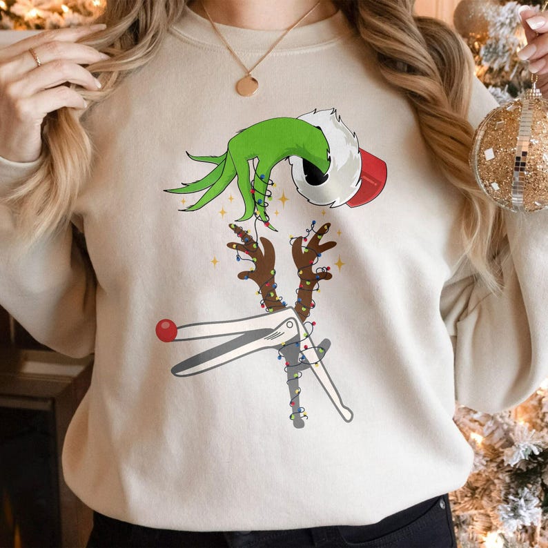 Christmas Speculum Nurse Sweatshirt, Funny OBGYN Nurse Crewneck, Reindeer Speculum Nurse Midwife Christmas