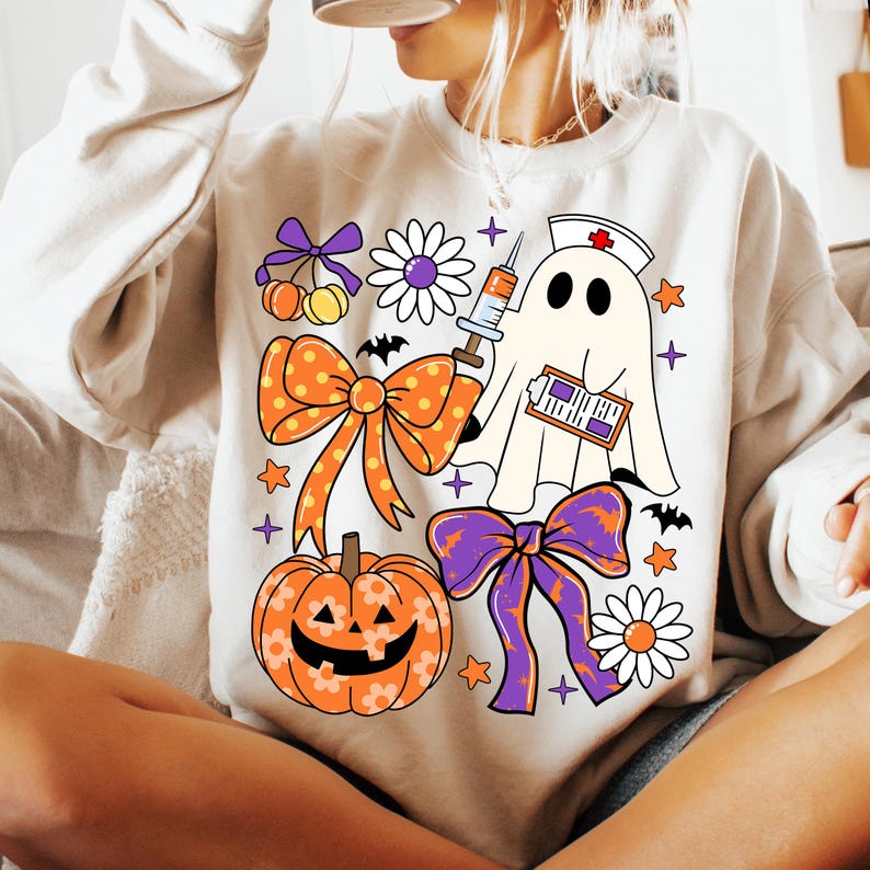 Nurse Halloween Coquette Funny Ghost ER Nurse Shirts