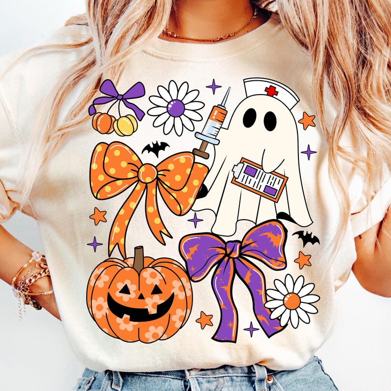 Nurse Halloween Coquette Funny Ghost ER Nurse Shirts