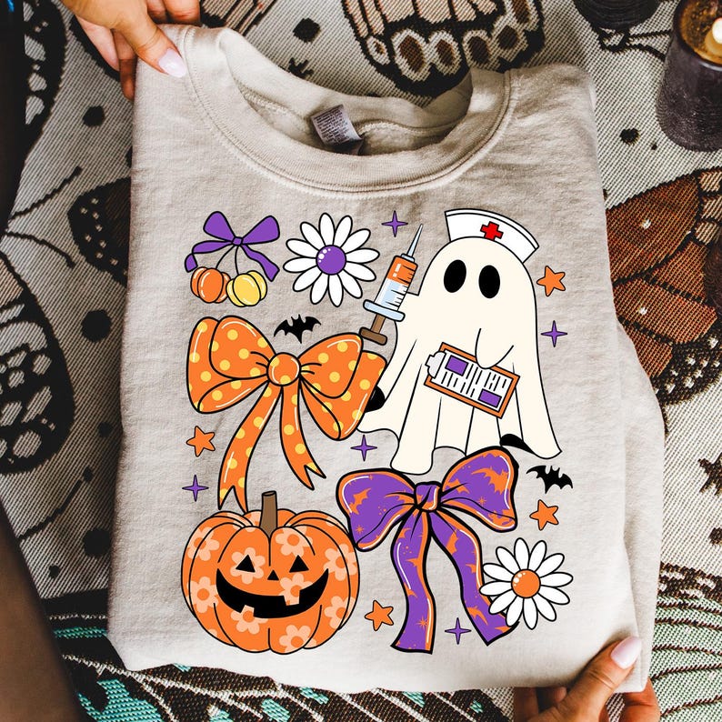 Nurse Halloween Coquette Funny Ghost ER Nurse Shirts