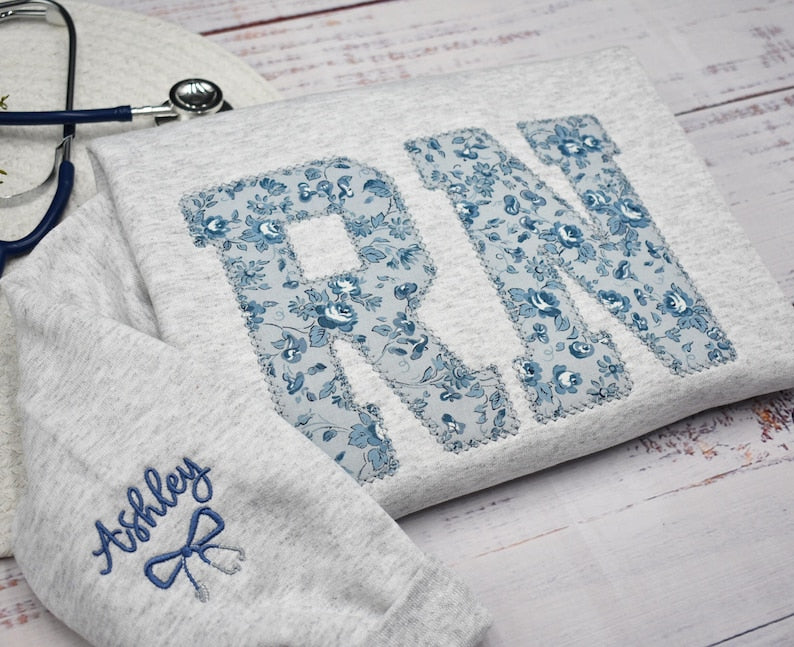 Embroidered RN Sweatshirt Gift for Nurse, Nurse Week Gift for School Nurse, Embroidery Nursing Student, Christmas Nurse Sweatshirt.