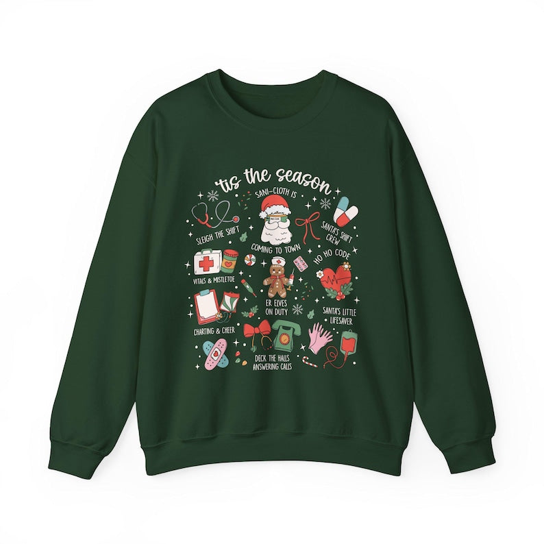 Tis The Season Nurse Christmas Sweatshirt, Funny Nurse Christmas Sweatshirt