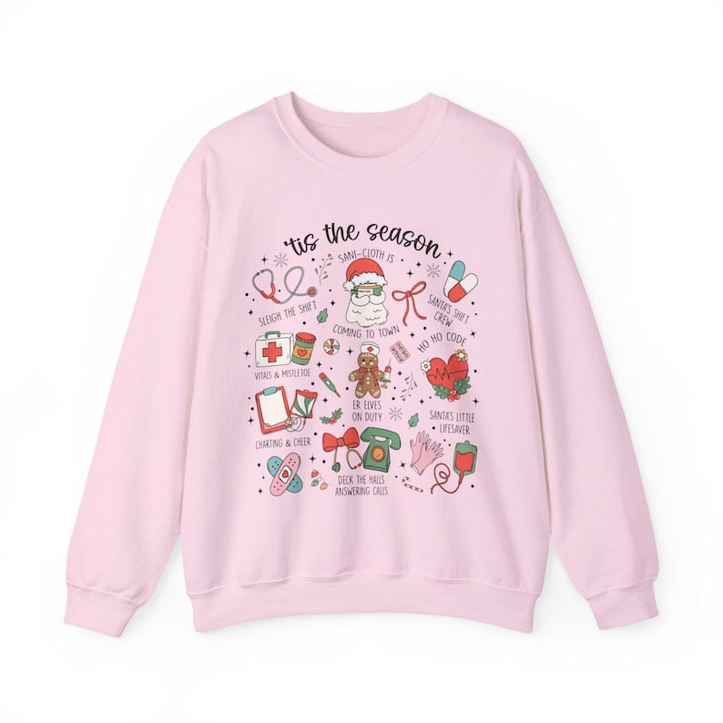 Tis The Season Nurse Christmas Sweatshirt, Funny Nurse Christmas Sweatshirt