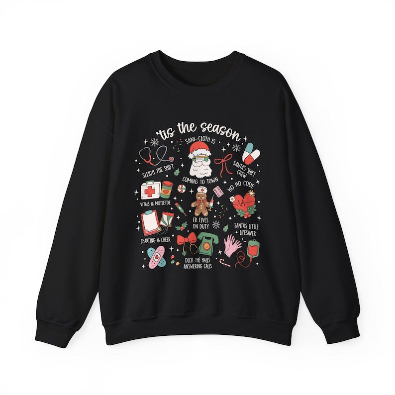 Tis The Season Nurse Christmas Sweatshirt, Funny Nurse Christmas Sweatshirt