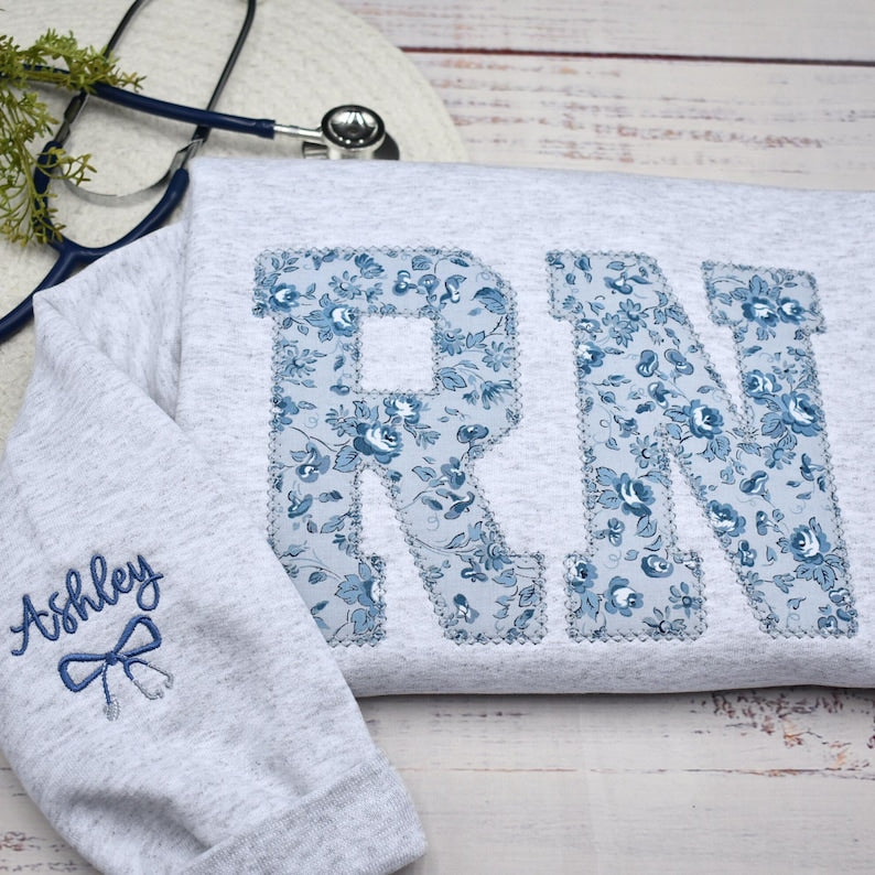 Embroidered RN Sweatshirt Gift for Nurse, Nurse Week Gift for School Nurse, Embroidery Nursing Student, Christmas Nurse Sweatshirt.