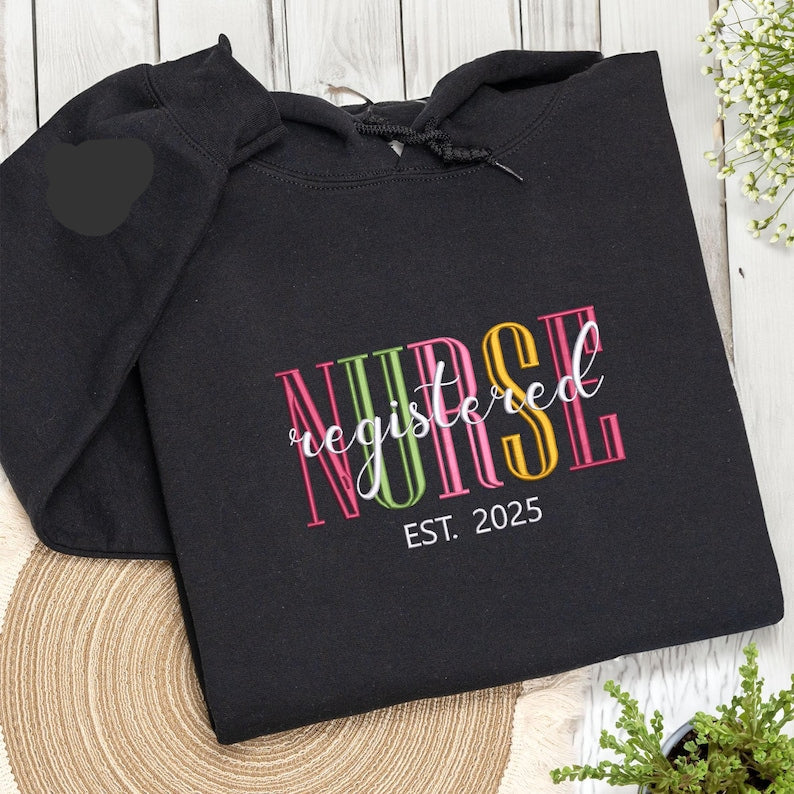 Custom Embroidered Registered Nurse Sweatshirt - Nurse Appreciation Crewneck - Registered Nurse Sweater - Nurse Life - Nurse Week Gifts