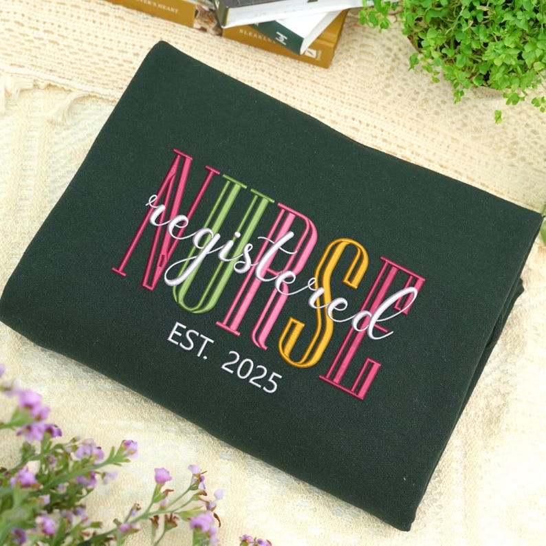 Custom Embroidered Registered Nurse Sweatshirt - Nurse Appreciation Crewneck - Registered Nurse Sweater - Nurse Life - Nurse Week Gifts