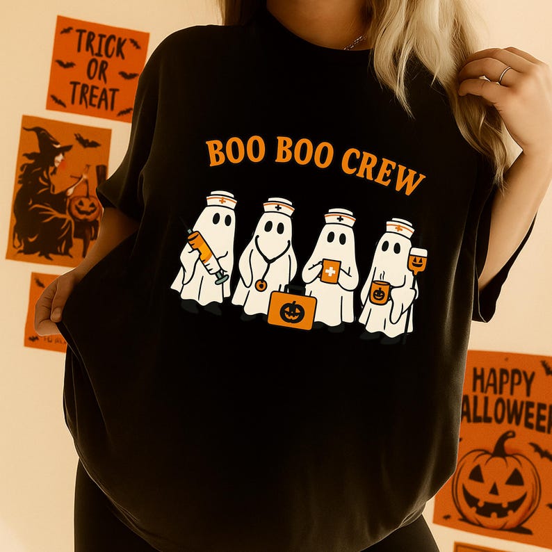 Boo Crew Nurse Halloween Costumes Men Women Shirts