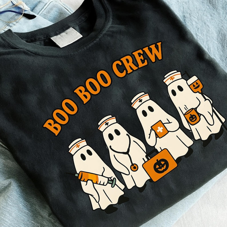 Boo Crew Nurse Halloween Costumes Men Women Shirts