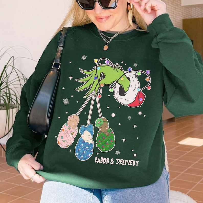 Labor And Delivery Nurse Christmas Sweatshirt, L&D Nurse Christmas Gift, Baby Ob Rn Sweater