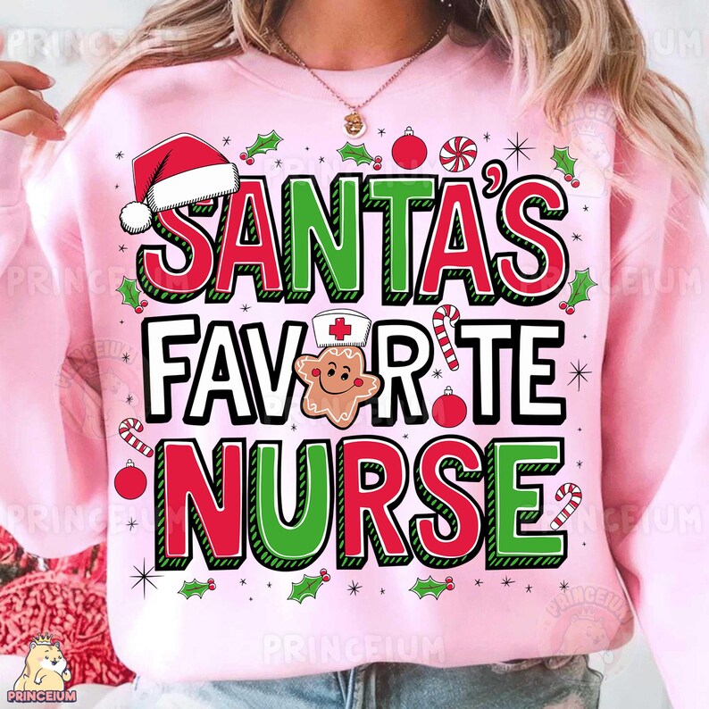 Santa’s Favorite Nurse Cute Holiday Medical Staff Shirt Festive Gingerbread Sweatshirt