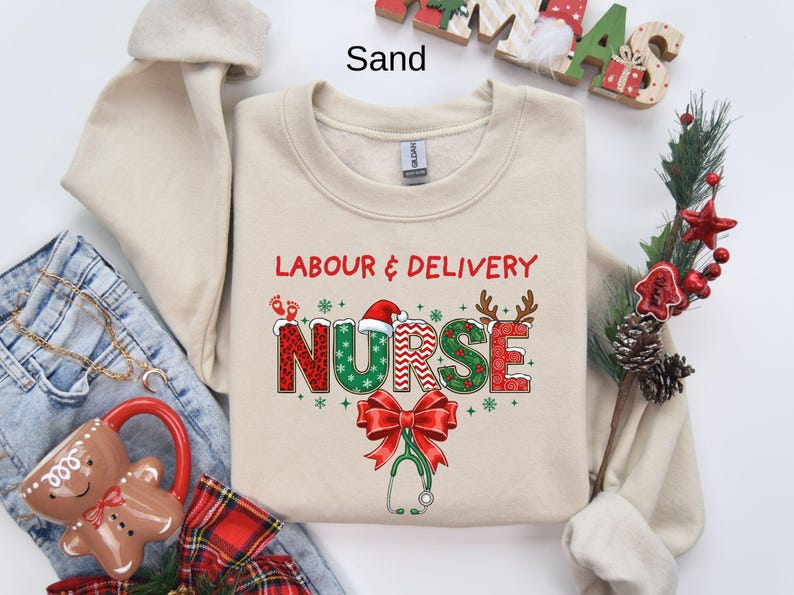 Labor and Delivery Nurse Christmas Shirt, L&D Nurse Holiday Sweatshirt