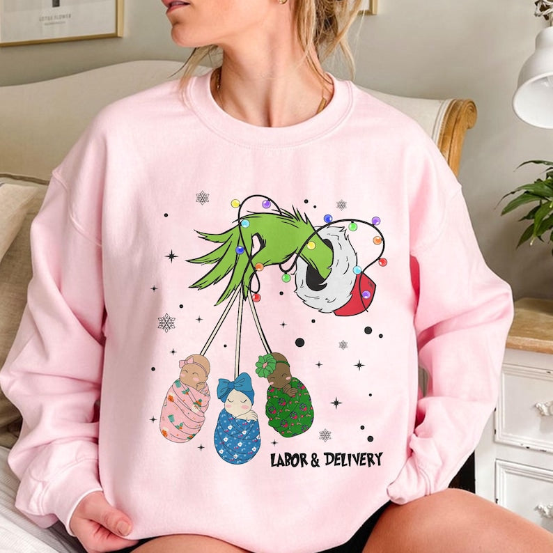Labor And Delivery Nurse Christmas Sweatshirt, L&D Nurse Christmas Gift, Baby Ob Rn Sweater