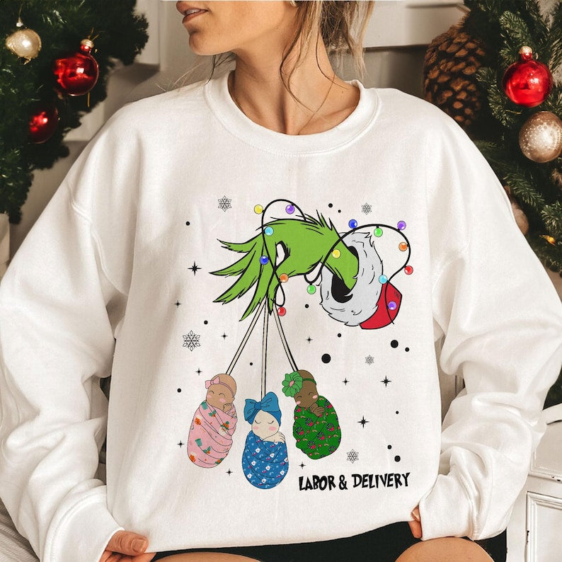 Labor And Delivery Nurse Christmas Sweatshirt, L&D Nurse Christmas Gift, Baby Ob Rn Sweater