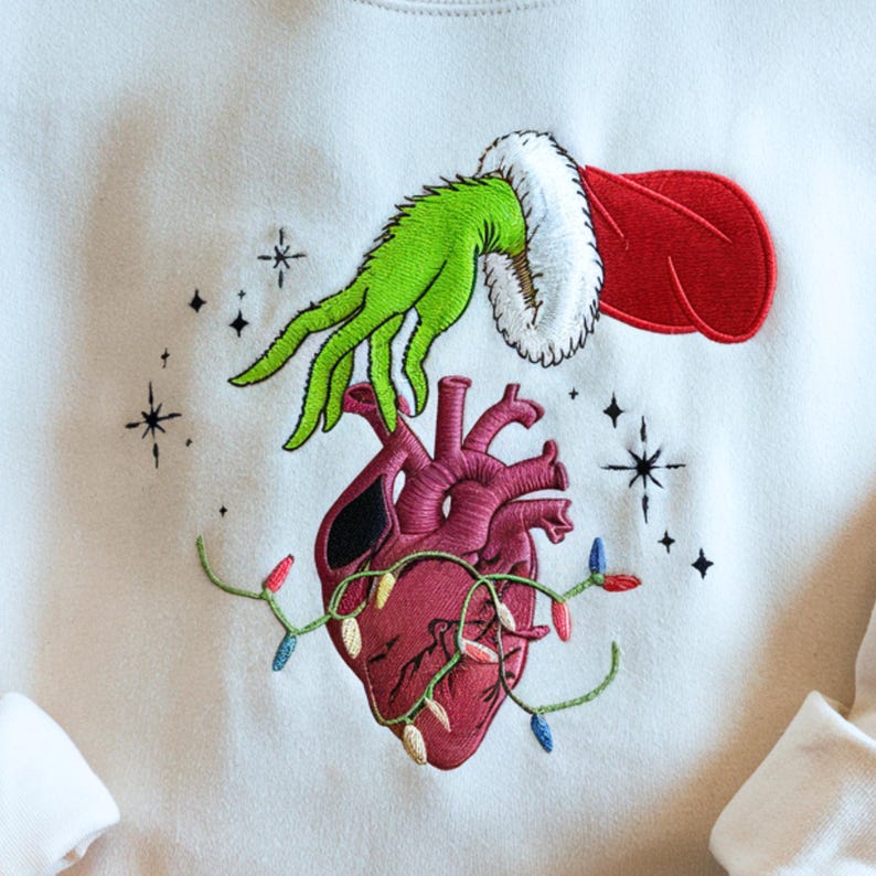 Christmas Embroidered Sweatshirt Cardiac Nurse: Heart Anatomy Crewneck