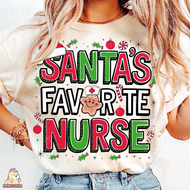 Santa’s Favorite Nurse Cute Holiday Medical Staff Shirt Festive Gingerbread Sweatshirt