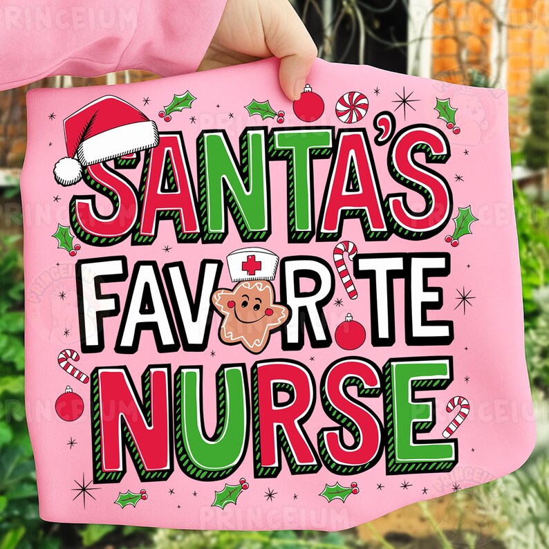 Santa’s Favorite Nurse Cute Holiday Medical Staff Shirt Festive Gingerbread Sweatshirt