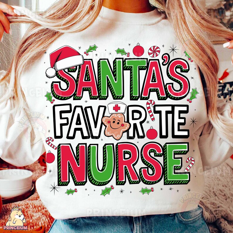Santa’s Favorite Nurse Cute Holiday Medical Staff Shirt Festive Gingerbread Sweatshirt