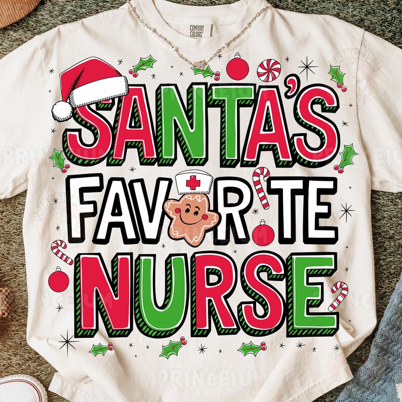 Santa’s Favorite Nurse Cute Holiday Medical Staff Shirt Festive Gingerbread Sweatshirt