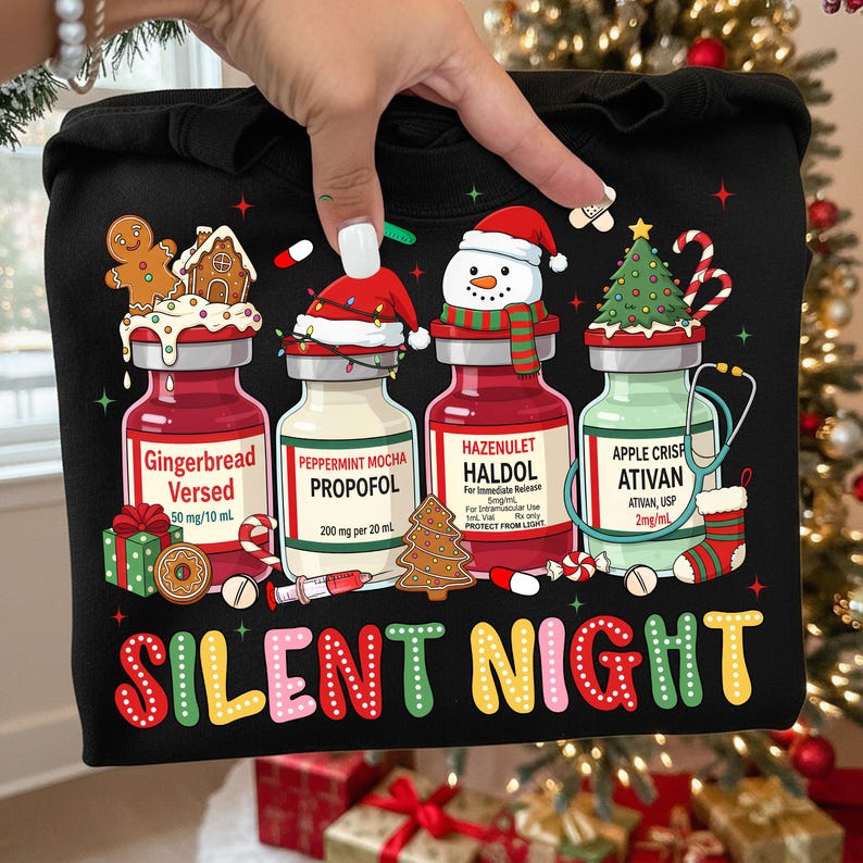 Silent Night Sweatshirt Christmas ER, ICU Nurse