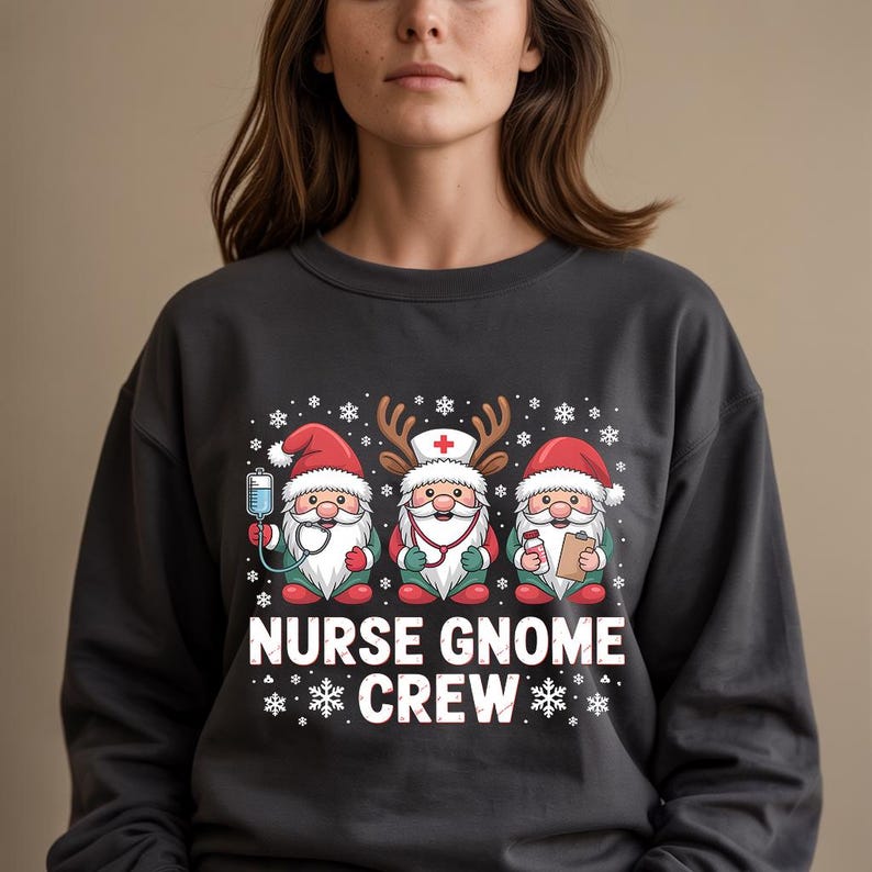 Nurse Gnome Crew Sweatshirt, Funny Christmas Sweatshirt For Nurse