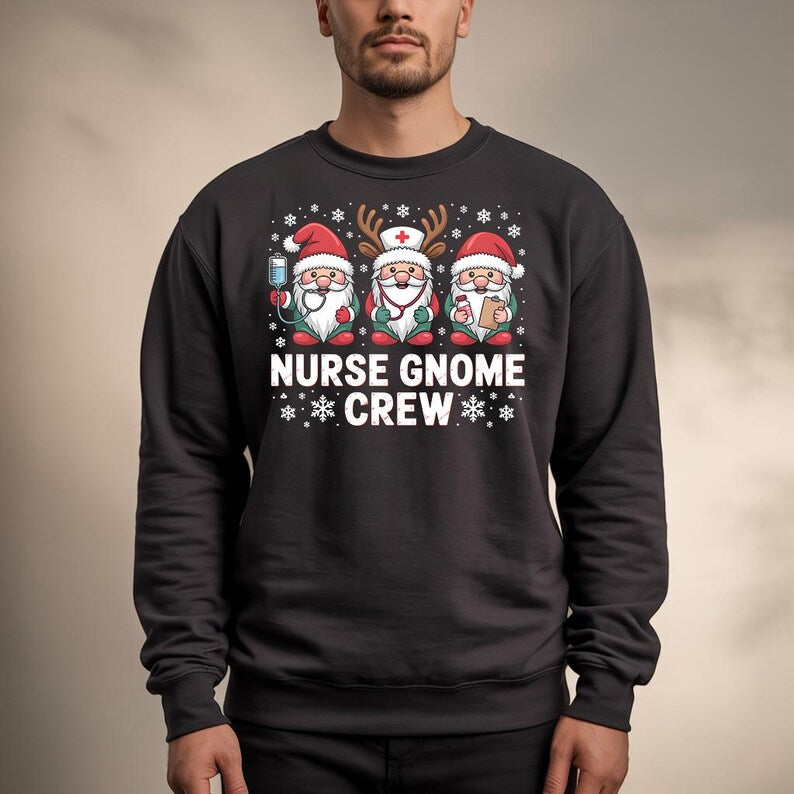 Nurse Gnome Crew Sweatshirt, Funny Christmas Sweatshirt For Nurse