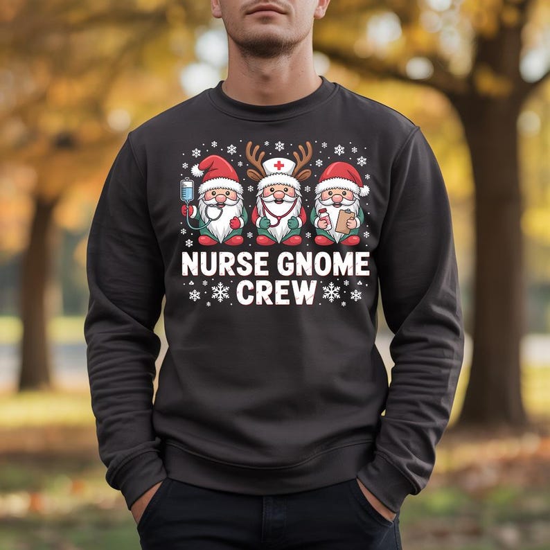 Nurse Gnome Crew Sweatshirt, Funny Christmas Sweatshirt For Nurse