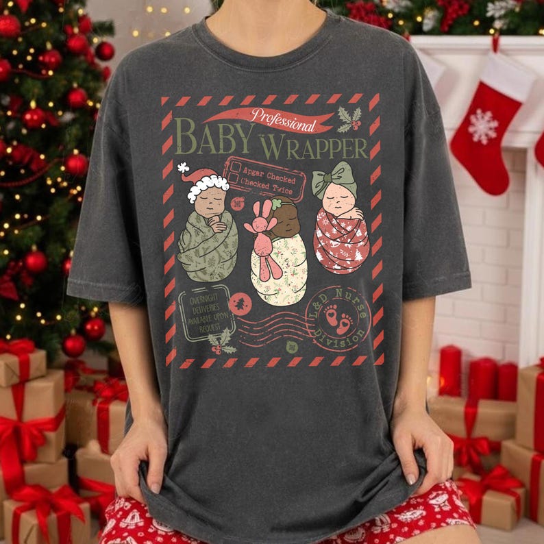 Personalized Labor and Delivery Nurse Christmas Sweatshirt, Santa's Delivery Service Sweatshirt, Baby Wrapper Gift