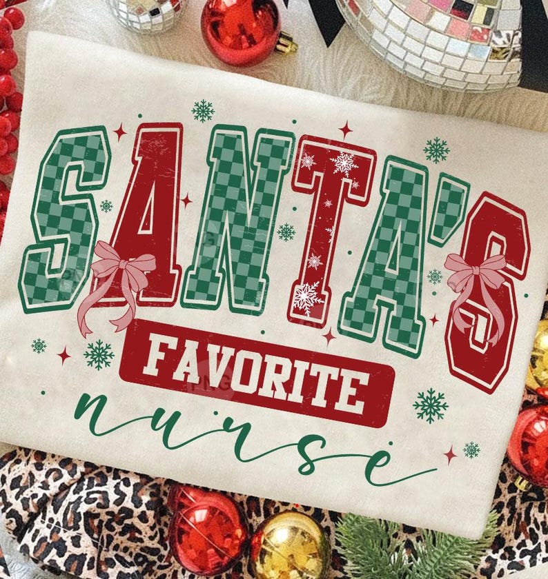 Santa's Favorite Nurse Christmas Nurse Sweatshirt, Xmas Holiday Nurse Sweatshirt