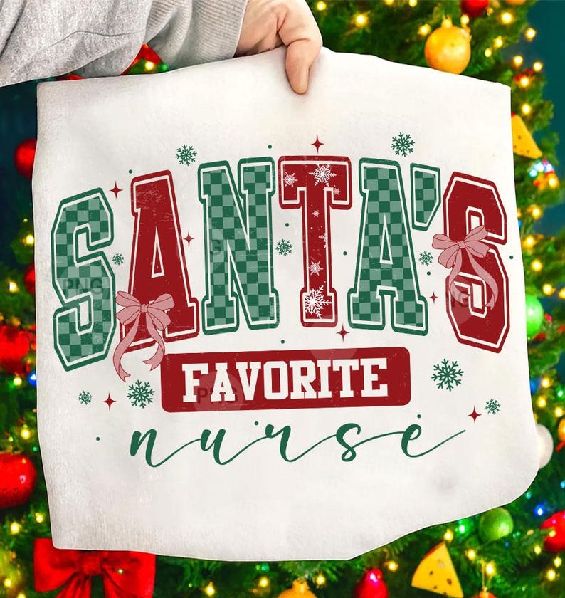 Santa's Favorite Nurse Christmas Nurse Sweatshirt, Xmas Holiday Nurse Sweatshirt