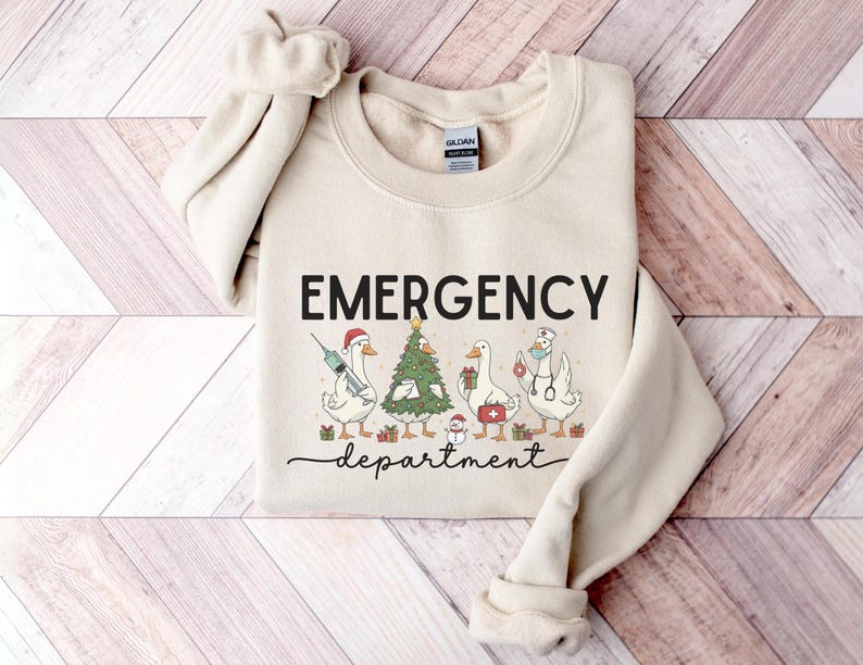 Funny Medical Staff Xmas Sweater, Festive Nurse Gift for Healthcare Workers, Christmas ER Nurse Sweatshirt